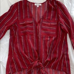 low cut tie button up